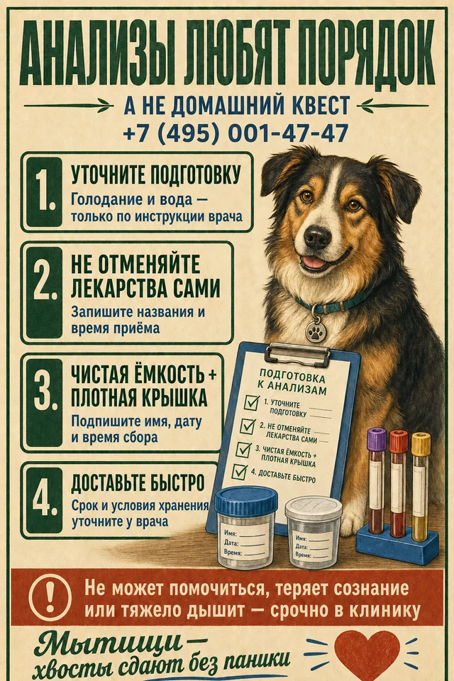 Памятка Анализы любят порядок: подготовка собаки и образцов. Мытищи — хвосты сдают без паники