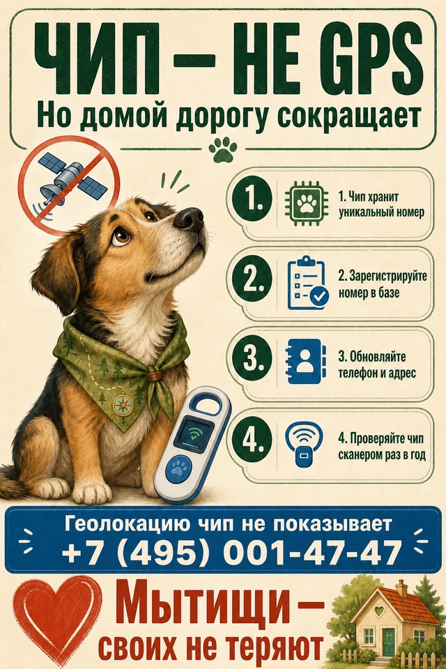 Памятка Чип — не GPS: регистрация и проверка микрочипа. Мытищи — своих не теряют